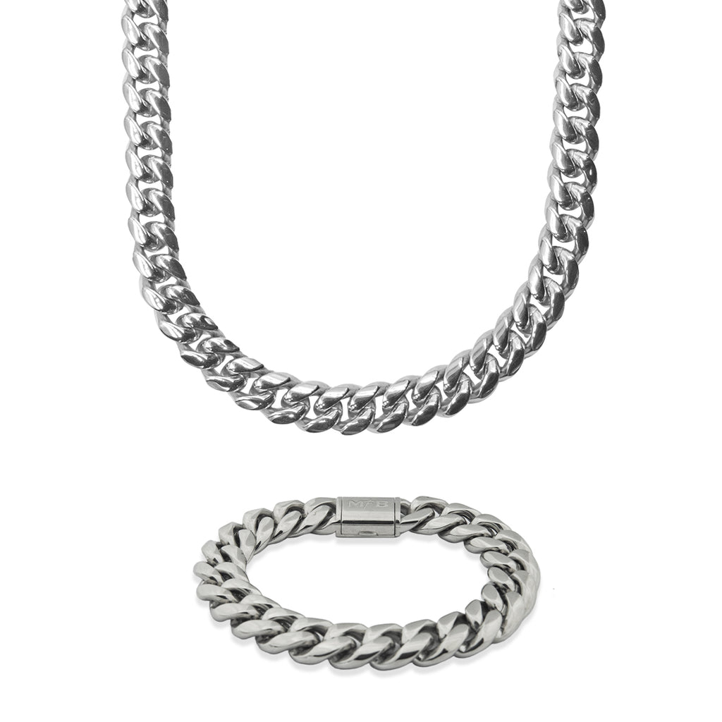 Set Cuban Link: Collar y Pulsera de Acero