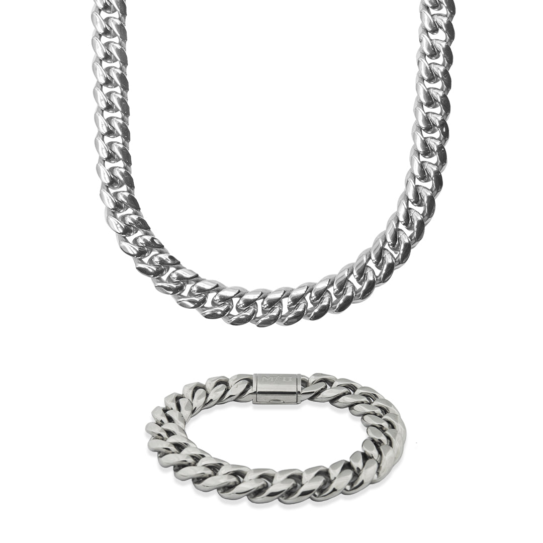 Set Cuban Link: Collar y Pulsera de Acero