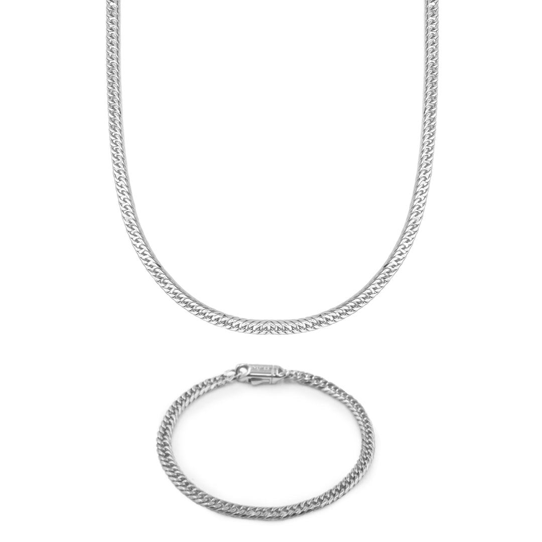 Set Doble Malla Collar + Pulsera de Acero