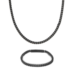 Set Franco Negro Collar y Pulsera de Acero