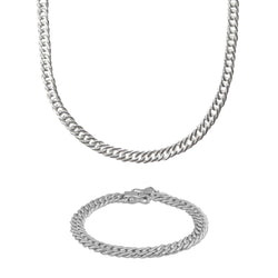 Set Lomo Doble Malla Collar y Pulsera de Plata 950