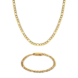 Set Micro Figaro Dorado: Collar y Pulsera de Acero