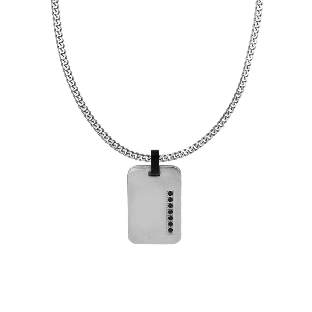 Set Onyx Shield Plateado Collar + Dije