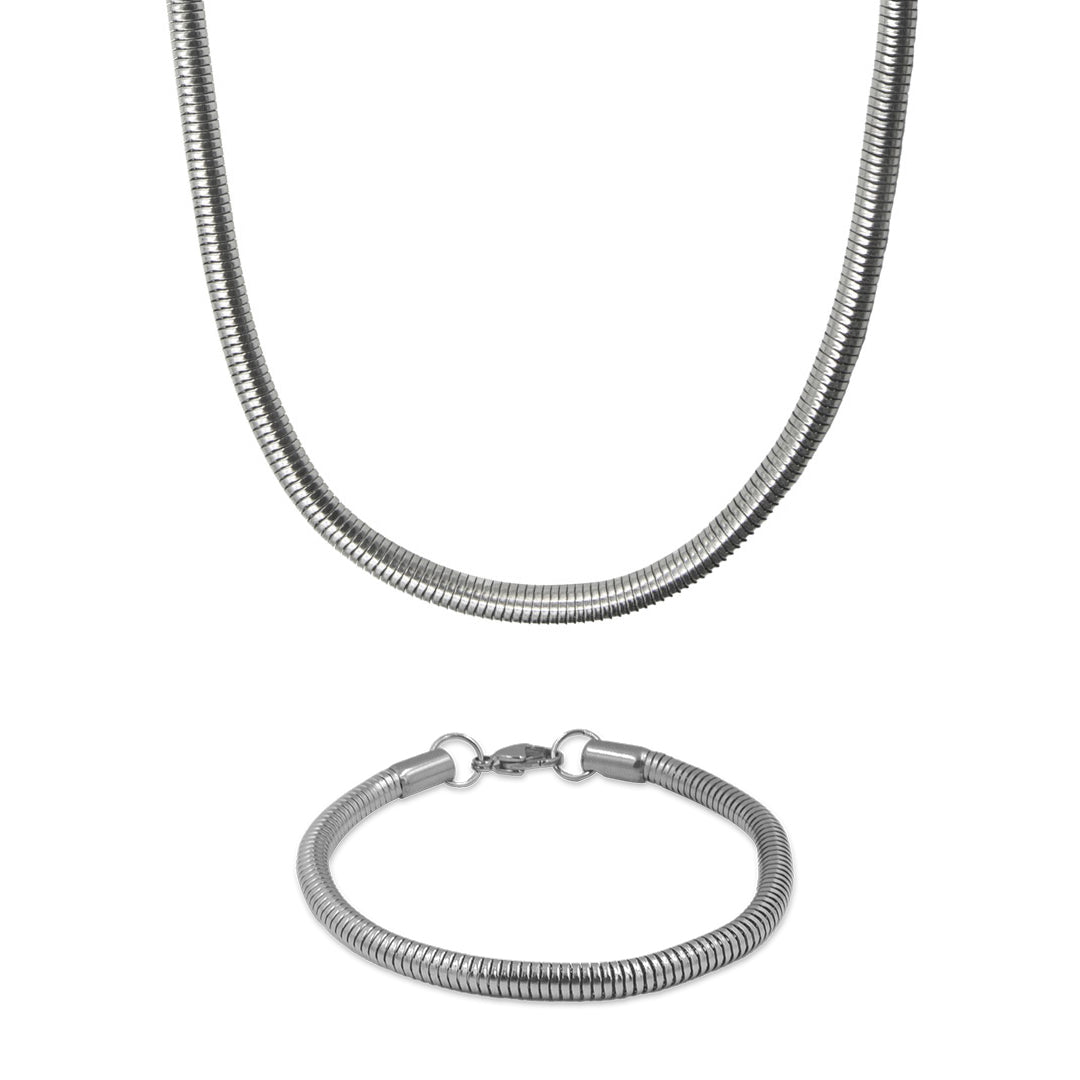 Set Python: Collar y Pulsera de Acero