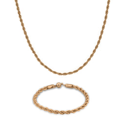 Set Rope Dorado: Collar y Pulsera de Acero