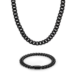 Set Lomo de Corvina Negro Collar y Pulsera de Aceroa