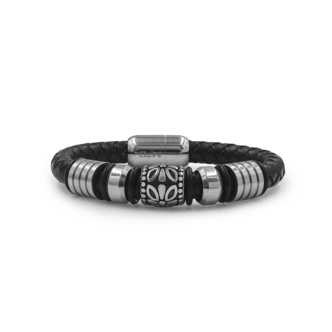 Pulsera elegante de cuero para hombres con broche imantado