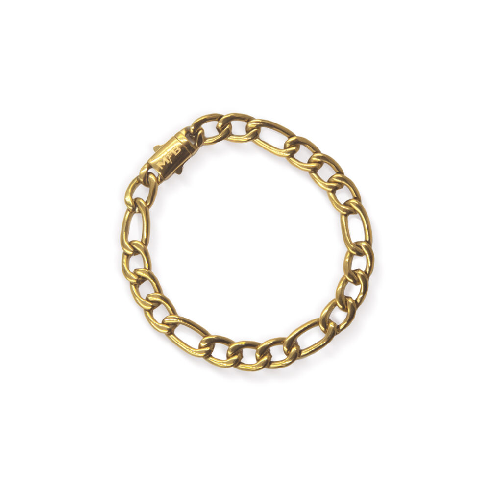 Pulsera Figaro de acero enchape oro PVD