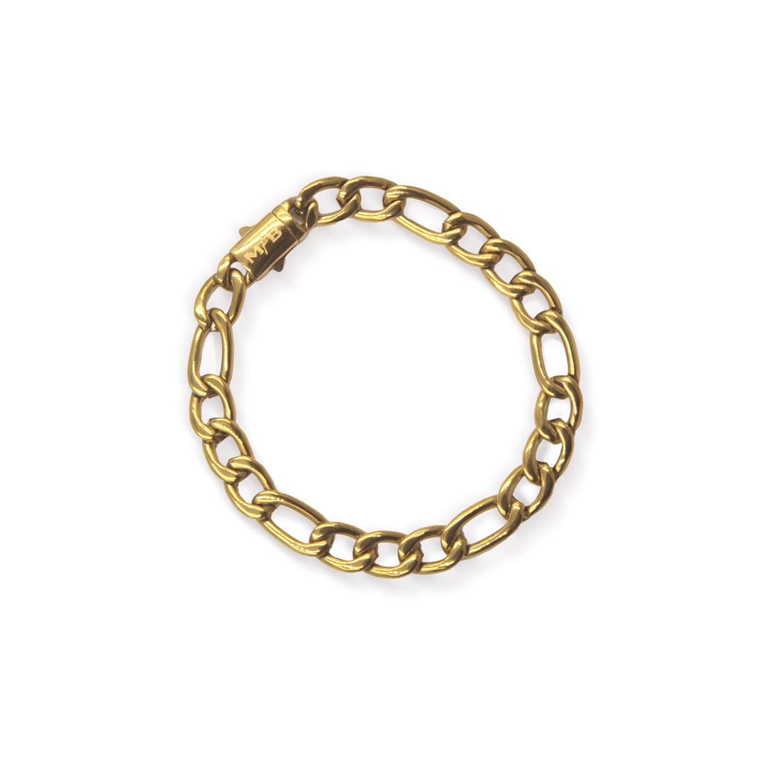 Pulsera Figaro de acero enchape oro PVD