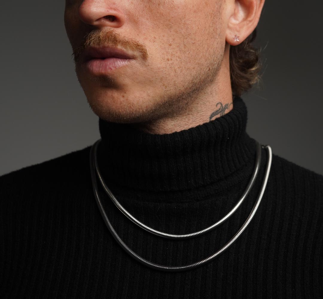 Collar snake, collar python piel de serpiente acero 316L