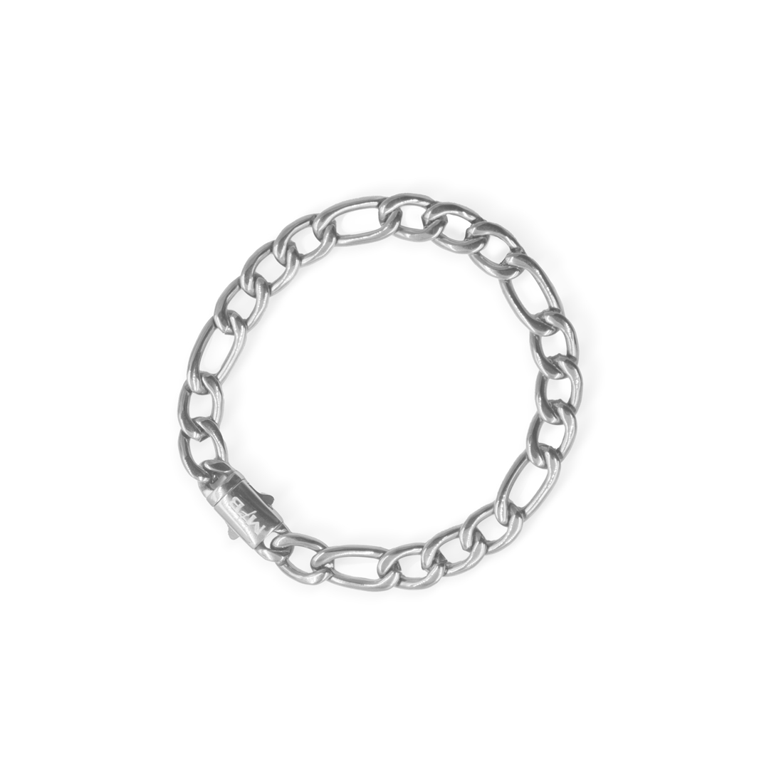 Pulsera Figaro de acero plateado 316L