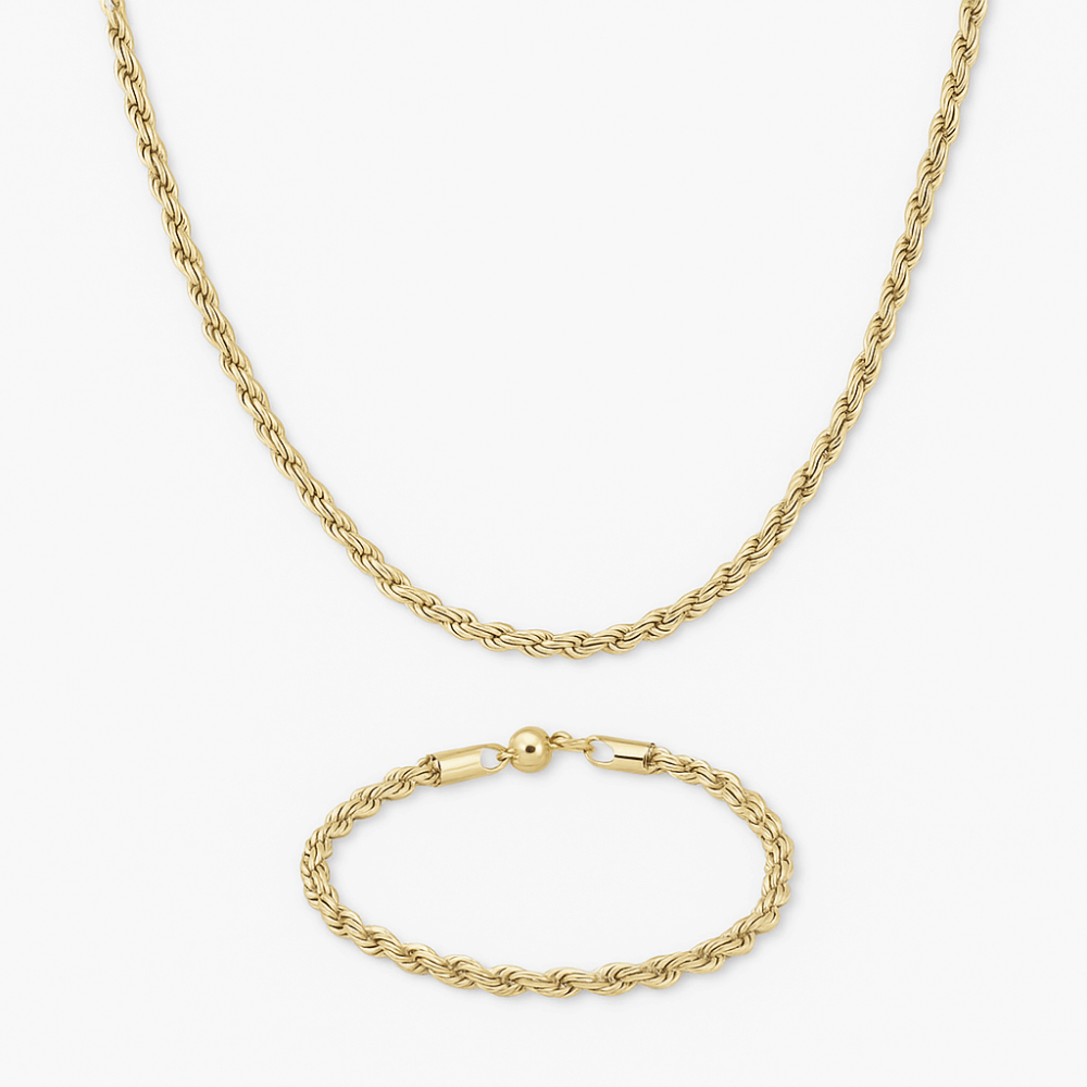 Collar y pulsera soga acero inoxidable 316L