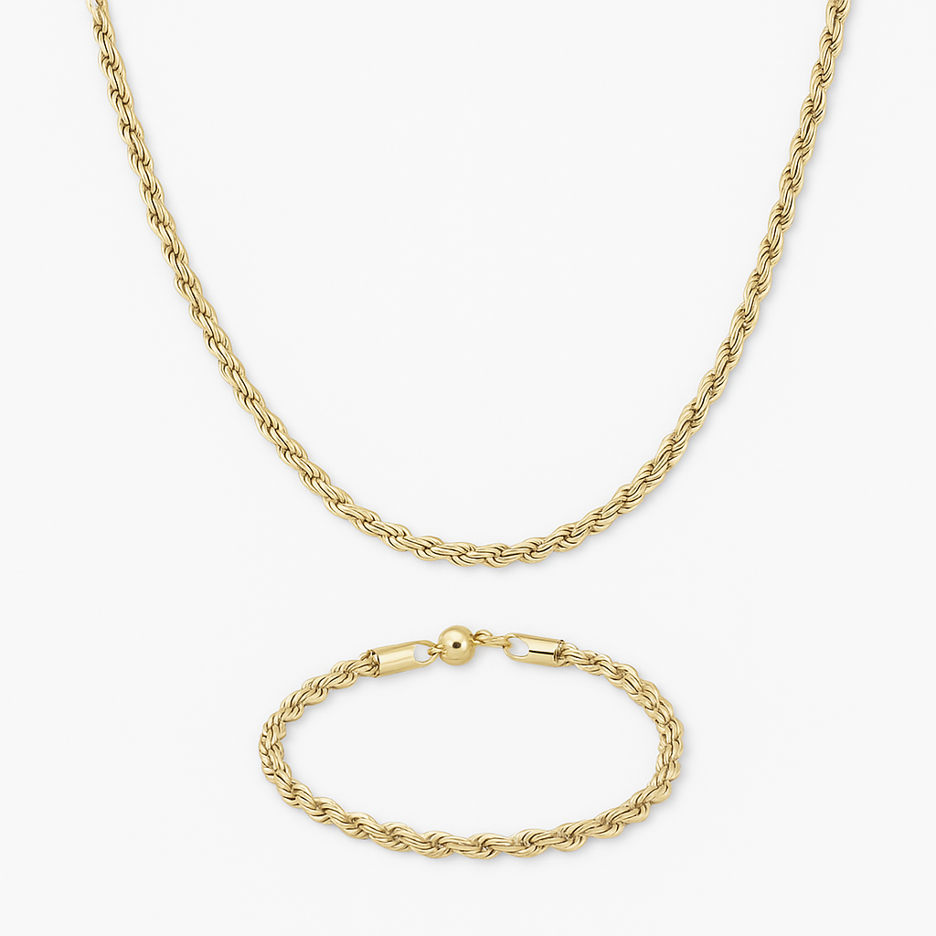 Collar y pulsera soga acero inoxidable 316L