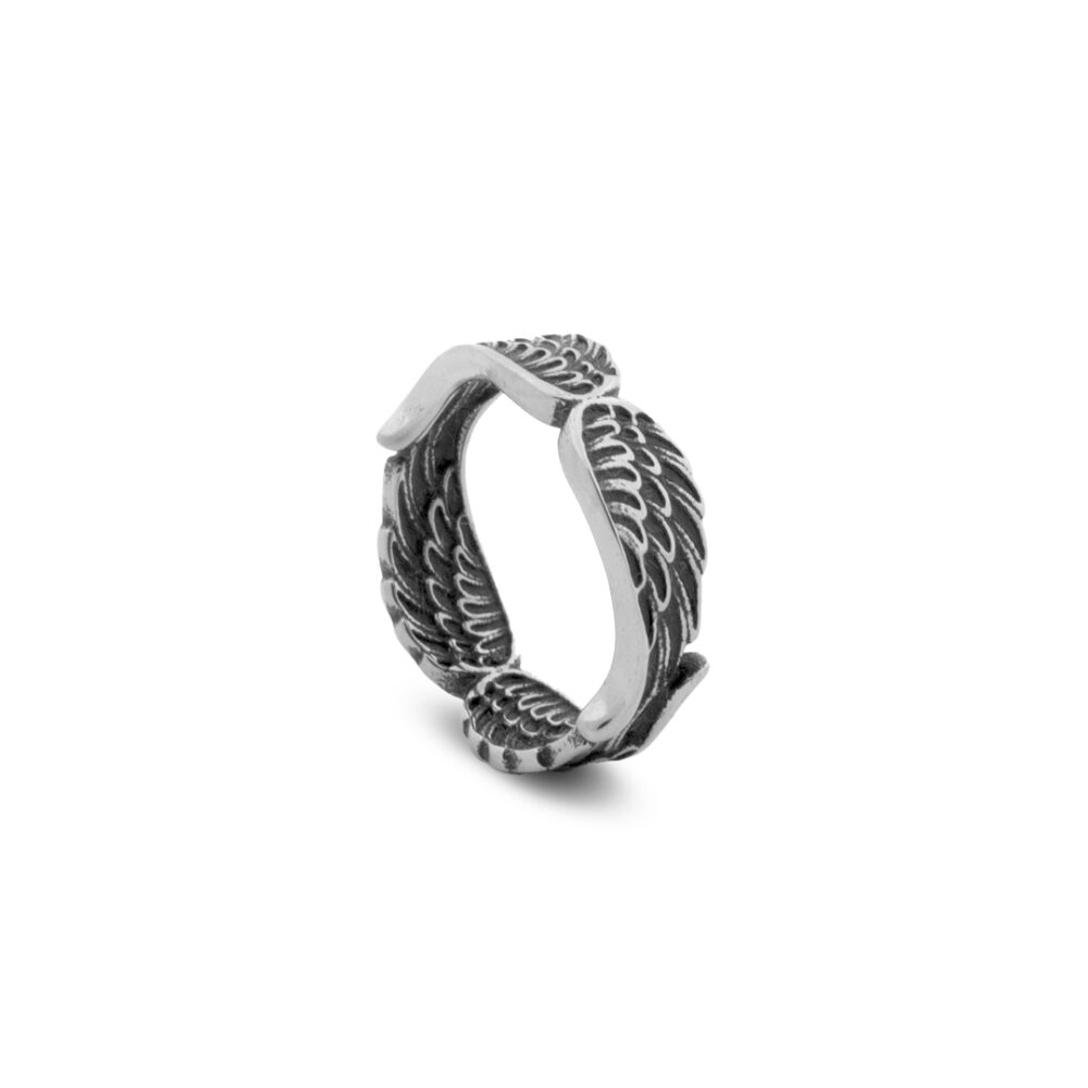 Anillo alas de halcón, alas de angel en acero 316L