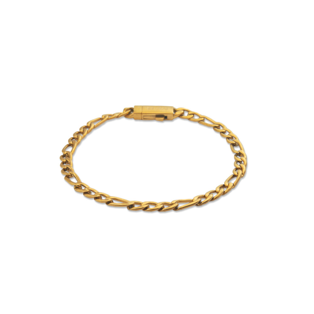 Pulsera micro lomo corvina elaborado en acero inoxidable 316L con enchape PVD dorado