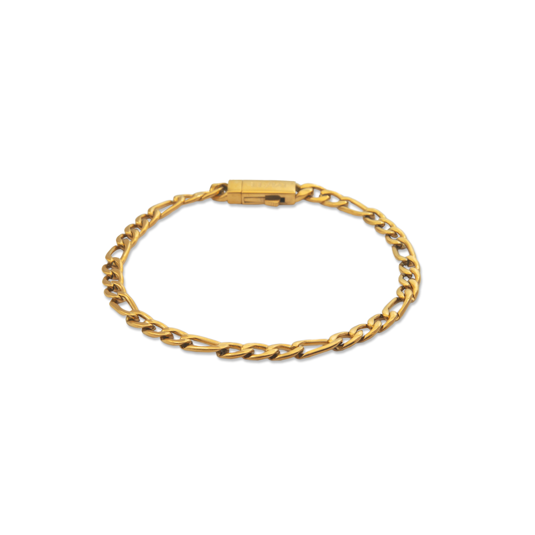 Pulsera micro lomo corvina elaborado en acero inoxidable 316L con enchape PVD dorado