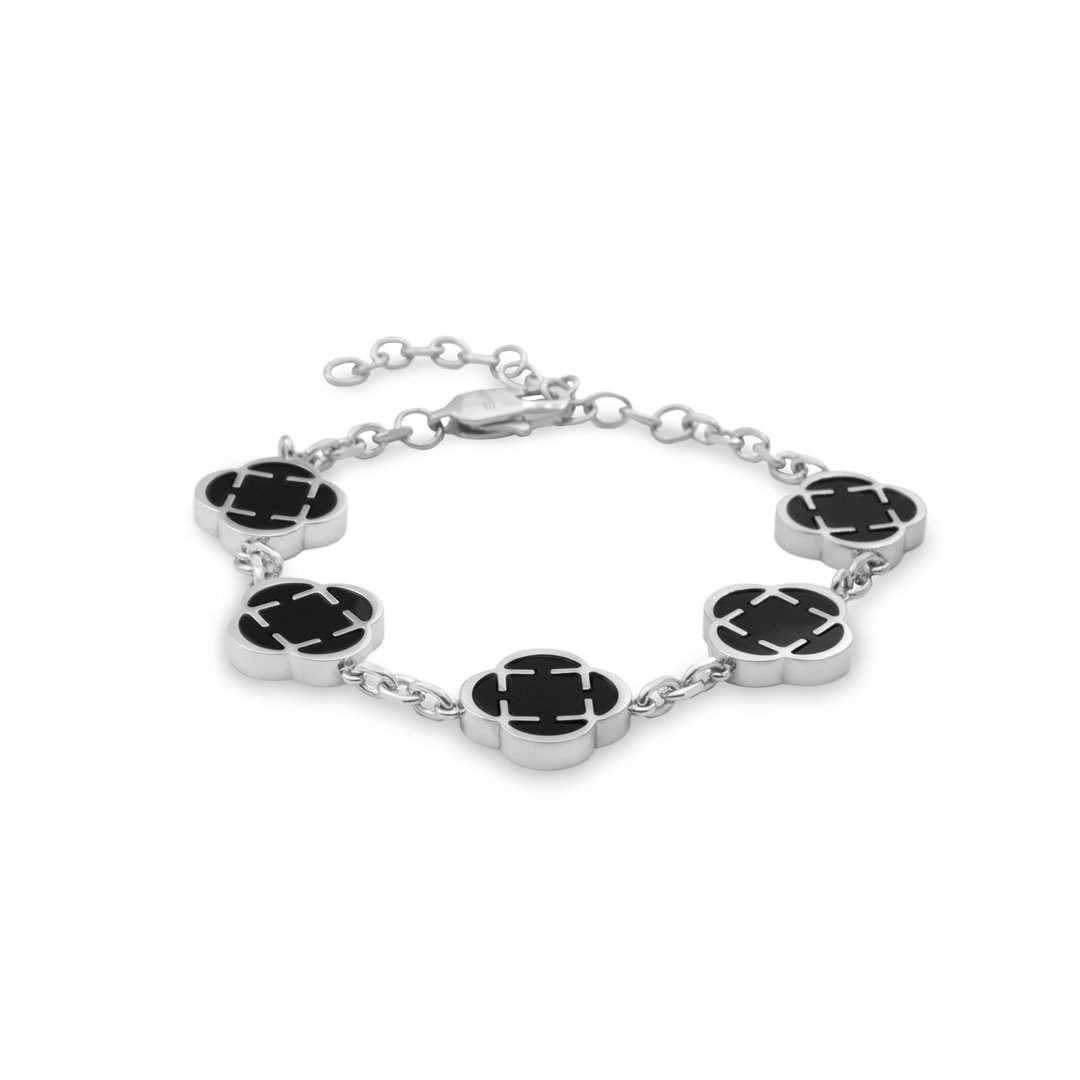 Pulsera de trebol para hombres acero inoxidable 316L Onix.