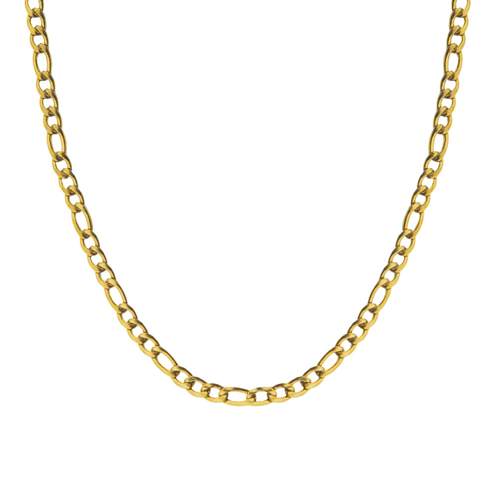Collar micro lomo corvina elaborado en acero inoxidable 316L con enchape PVD dorado