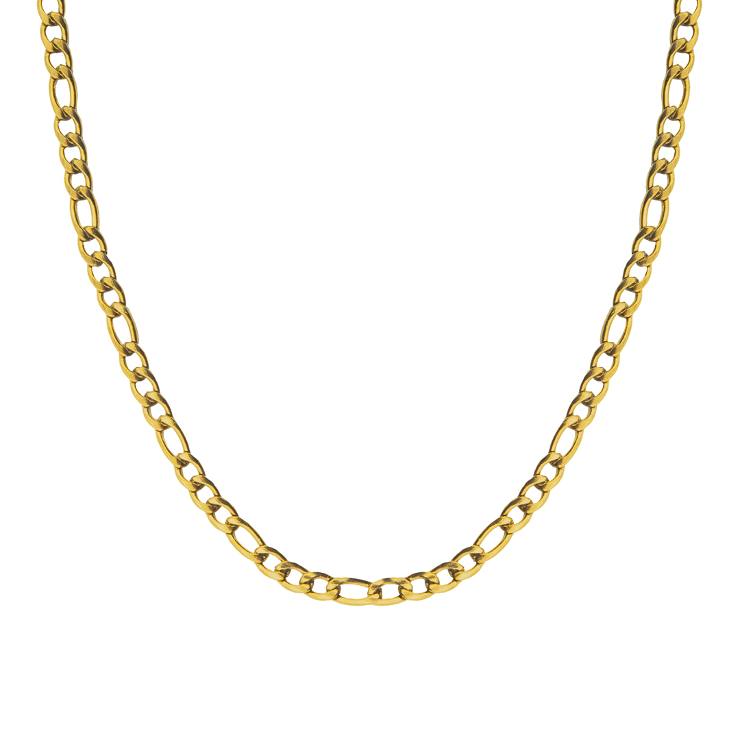 Collar micro lomo corvina elaborado en acero inoxidable 316L con enchape PVD dorado