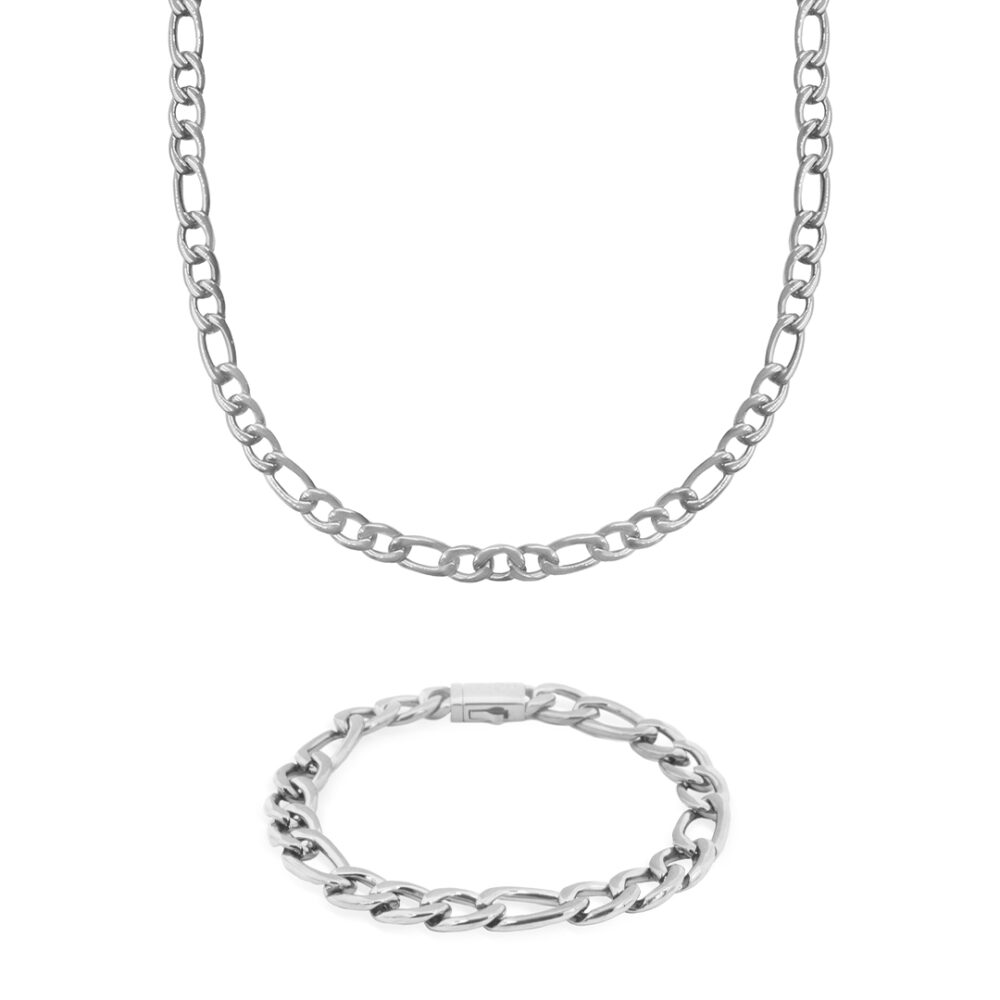 Collar y pulsera Figaro de acero inoxidable 316L