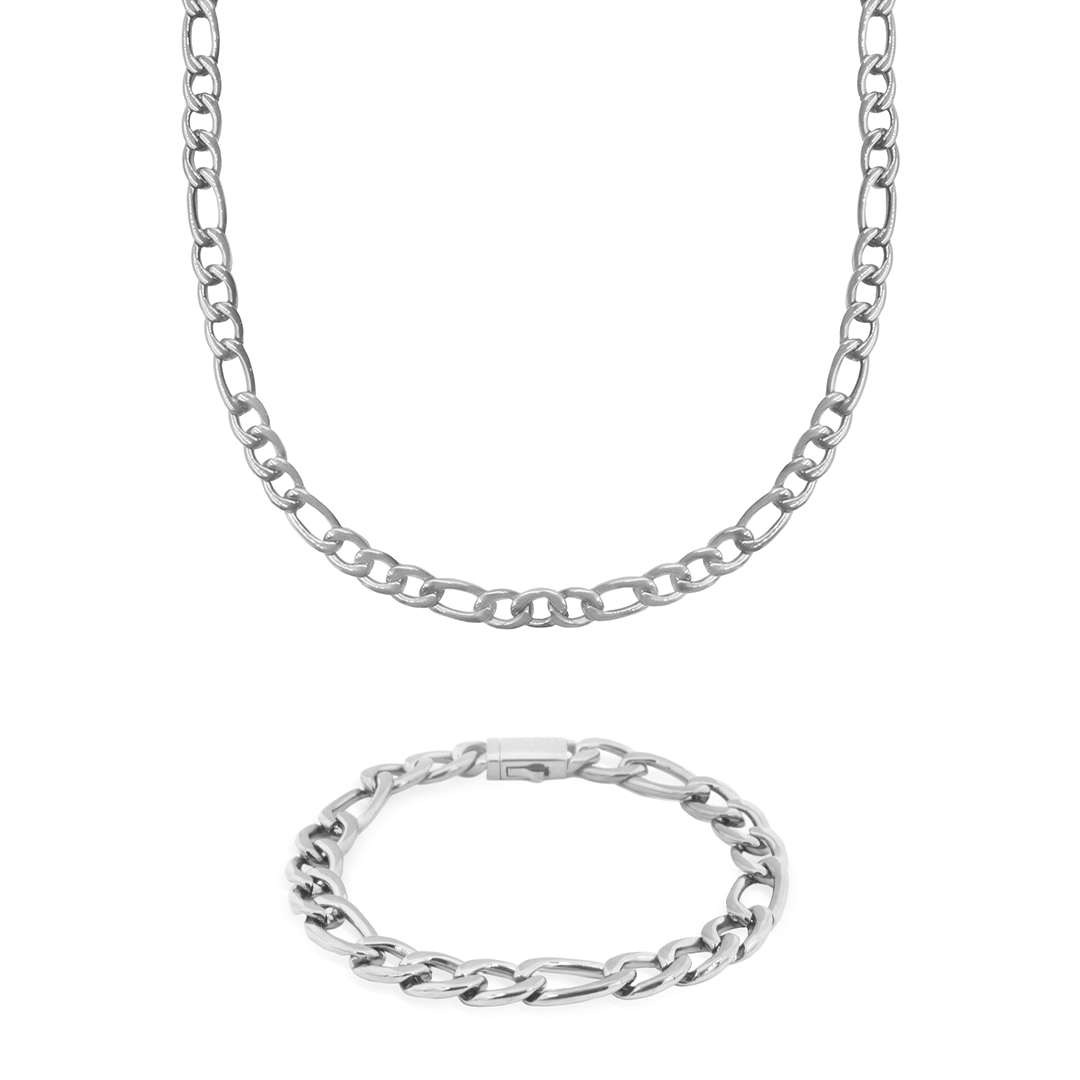 Collar y pulsera Figaro de acero inoxidable 316L