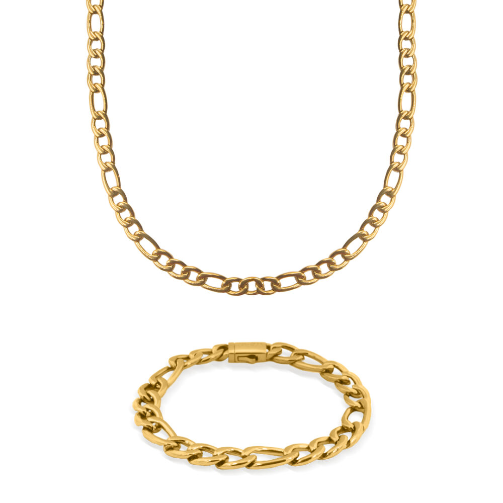 Collar y pulsera Figaro de acero inoxidable 316L