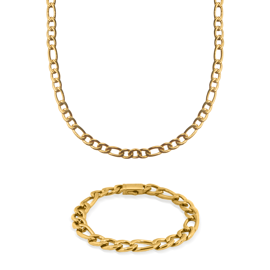Collar y pulsera Figaro de acero inoxidable 316L