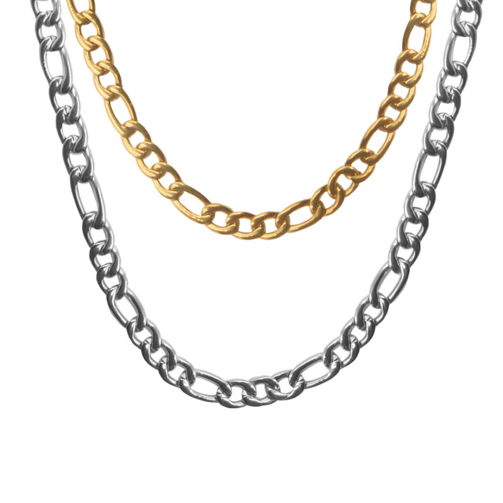 Set Collares Figaro Dorado y Plateado